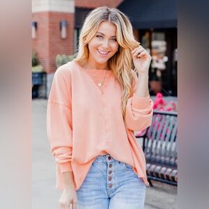 ✨ Be Yourself Pink Acid Wash Pullover